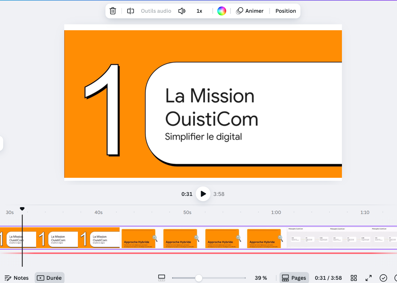 Ouverture d’un design NotebookLM dans Canva pour personnalisation